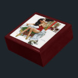 Circus Beauty Vintage Art Christmas Pin-Up Girl Gift Box<br><div class="desc">Vintage pin up illustration of a beautiful brunette circus performer She sits fixing her hair with a kitten sleeping at her feet. A tent, caravan and horse in the background complete this picture. She was the December image for a mid-century gentlemen's calendar. Check out my store for great matching products!...</div>