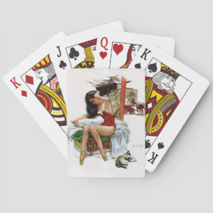 Circus Beauty Vintage Art Christmas Pin-Up Girl Playing Cards