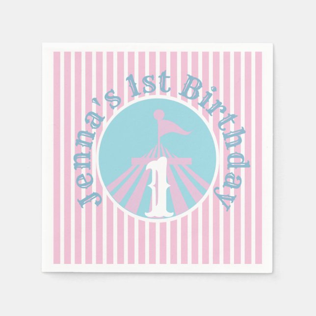 Circus Big Top Birthday Party Any Age Girl Napkin (Front)