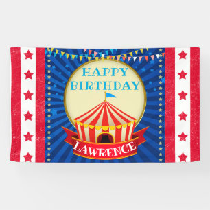 Circus Big Top Tent Red White & Blue Birthday Banner