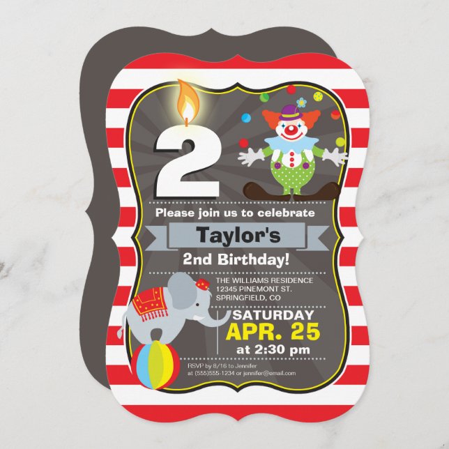 Circus Birthday Invitation (Front/Back)