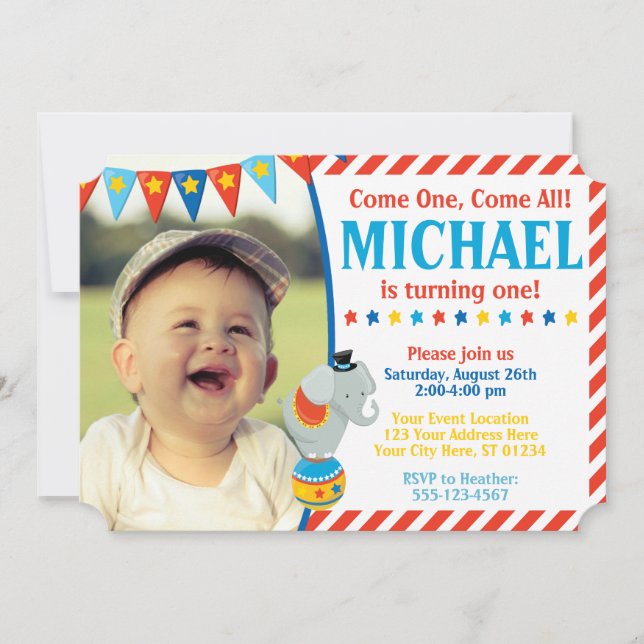 Circus Birthday Invitation | Carnival Theme (Front)