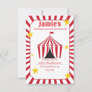 Circus Birthday Invitation Red Carnival Tent