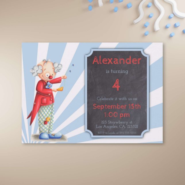 Circus birthday invitation with a clown (Creator Uploaded)