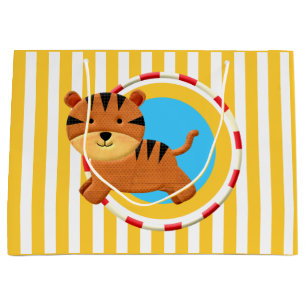 Circus birthday kids party cartoon tiger stripes large gift bag