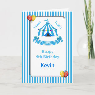 Circus Birthday Party Blue Card