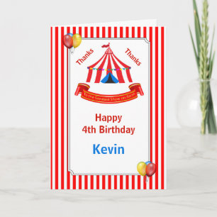 Circus Birthday Party Red Card