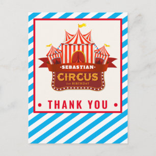 Circus birthday party thank you card
