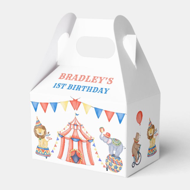 Circus Carnival & Animals Birthday Party Favour Box (Front Side)