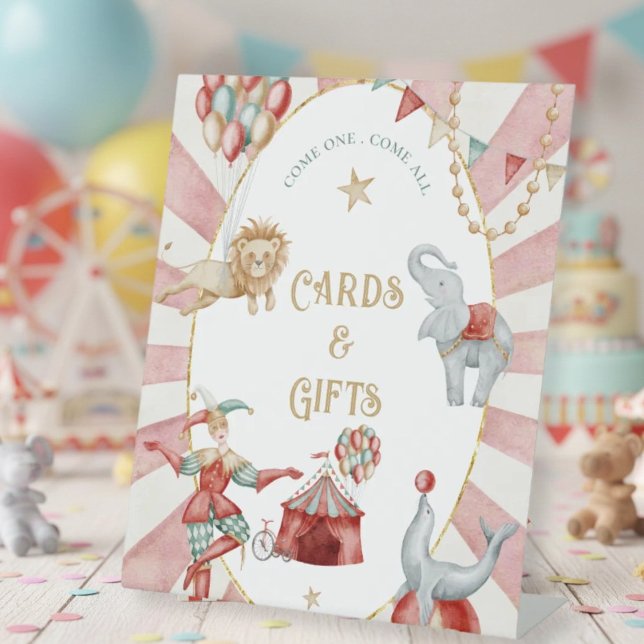 Circus Carnival Baby Shower Cards and Gifts Pedestal Sign (Creator Uploaded)