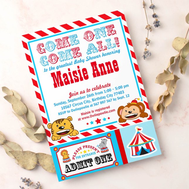 Circus Carnival Baby Shower Party Invitation (Creator Uploaded)