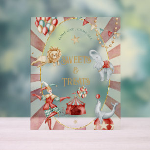Circus Carnival Baby Shower Sweets and Treats Acrylic Sign