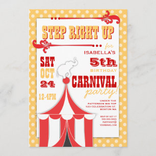 Circus Carnival Birthday Party Big Top  Invitation
