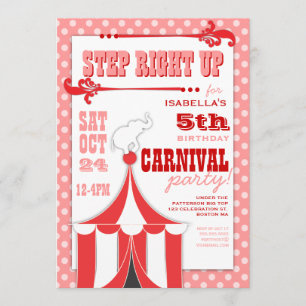 Circus Carnival Birthday Party Big Top  Invitation