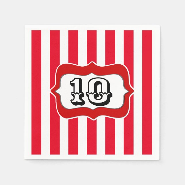 Circus carnival birthday party DIY AGE stripes Napkin (Front)