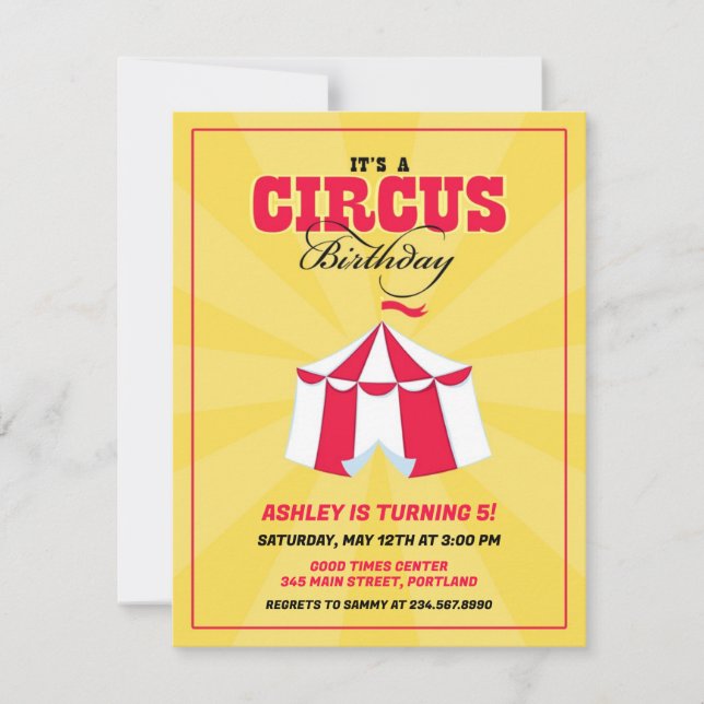 Circus Carnival Birthday Party Invitation (Front)