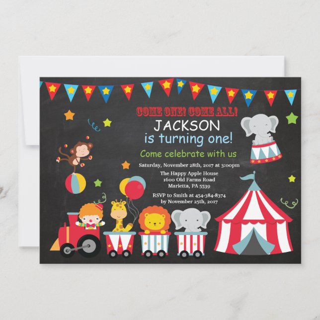 Circus Carnival Birthday Party Invitation (Front)