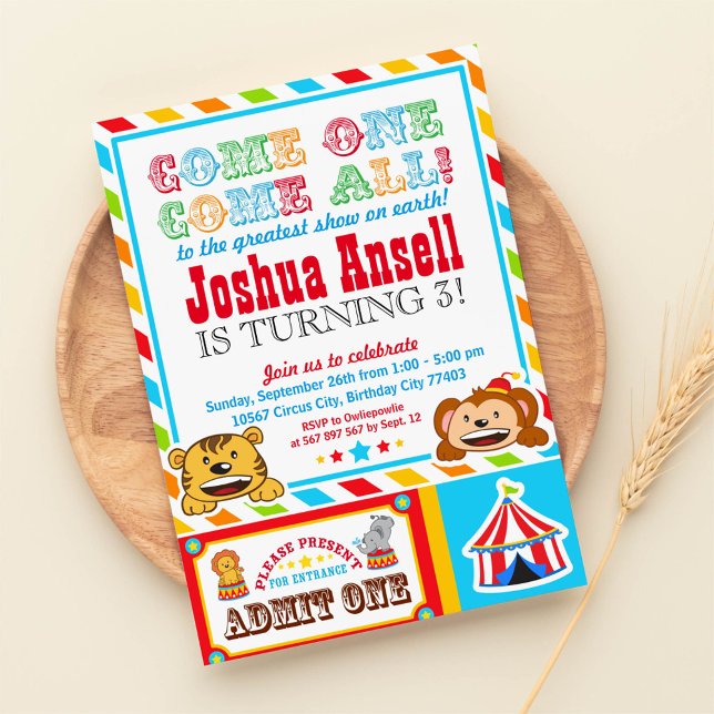 Circus Carnival Birthday Party Invitation (Creator Uploaded)