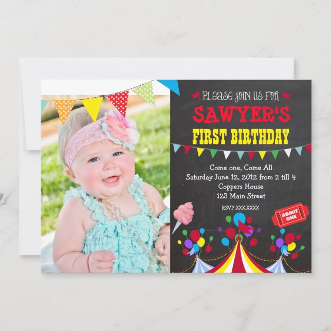 Circus Carnival Birthday Party Invitation (Front)