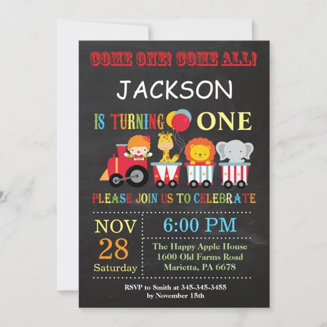 Circus Carnival Birthday Party Invitation (Front)
