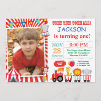 Circus Carnival Birthday Party Photo Invitation