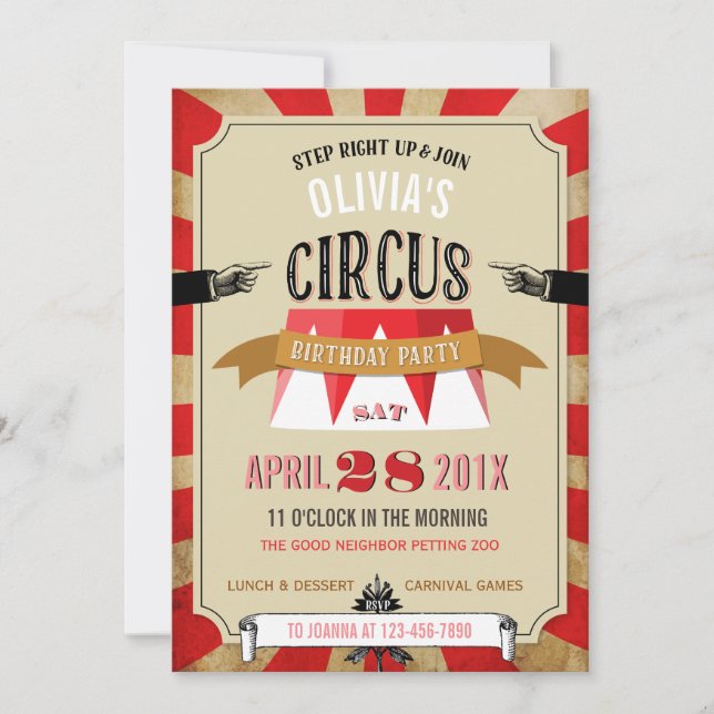 Circus Carnival Birthday Party Red Invitation (Front)