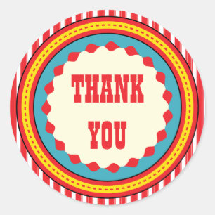 Circus Carnival Birthday Party Thank You Sticker