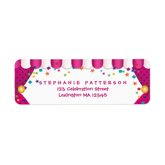 Circus Carnival Birthday Return Address Labels (Front)