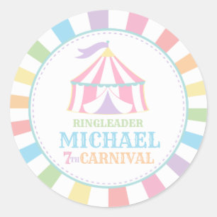 Circus Carnival Birthday Thank You Round Label