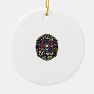 Circus Carnival Cat Cat Dad Gift Idea - Circus Car Ceramic Ornament