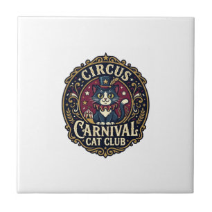 Circus Carnival Cat Cat Dad Gift Idea - Circus Car Ceramic Tile