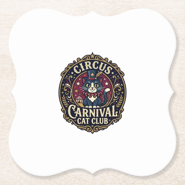 Circus Carnival Cat Cat Dad Gift Idea - Circus Car Paper Coaster (Front)
