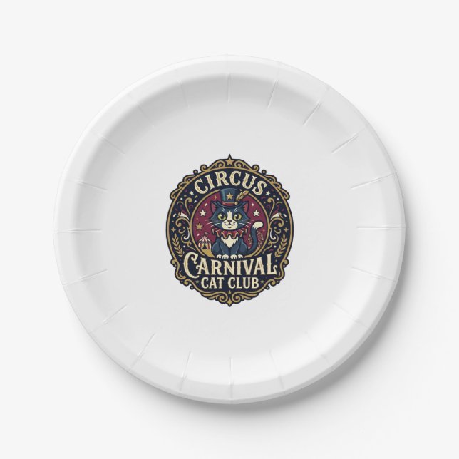 Circus Carnival Cat Cat Dad Gift Idea - Circus Car Paper Plate (Front)