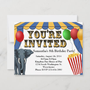 Circus Carnival Cheer Custom Invitations