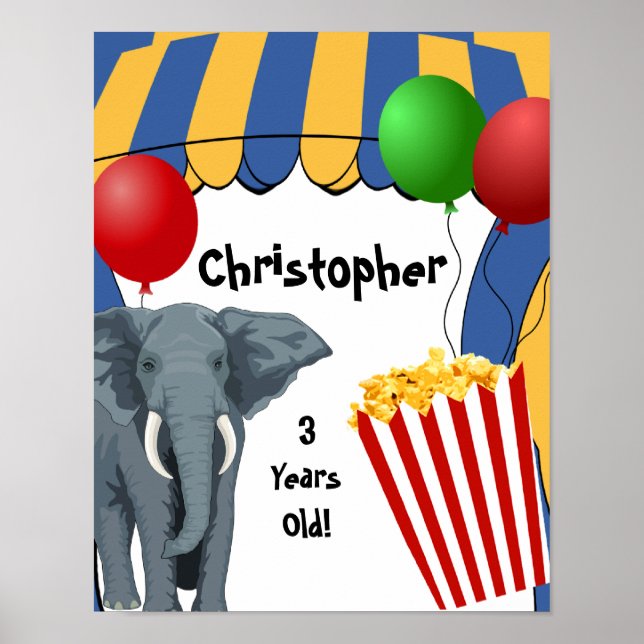 Circus Carnival Custom Birthday Poster (Front)