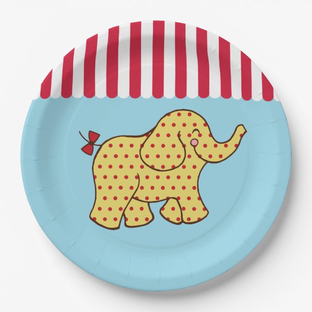 Circus Carnival Elephant Party Paper Plates (Front)