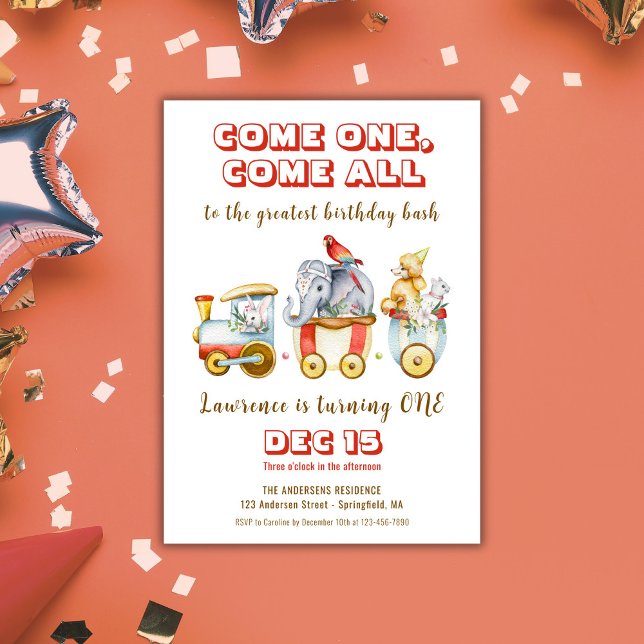 Circus Carnival Festival Animal Train Kid Birthday Invitation (Circus Carnival Festival Animal Train Kid Birthday Invitation)