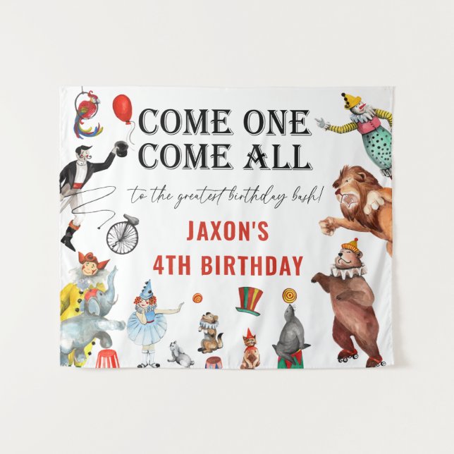 Circus Carnival Festival Birthday Party Backdrop Tapestry (Front (Horizontal))