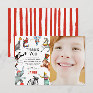 Circus Carnival Festival Show Kid Birthday  Thank You Card