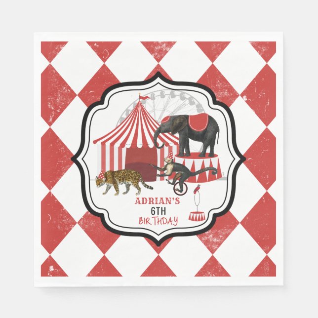 Circus Carnival Festival Theme Big Top Birthday Napkin (Front)