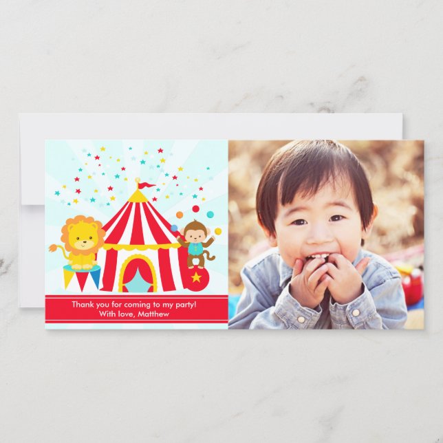 Circus Carnival Personalised Thank You Card (Front)