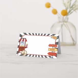 circus carnival place cards for buffet food labels