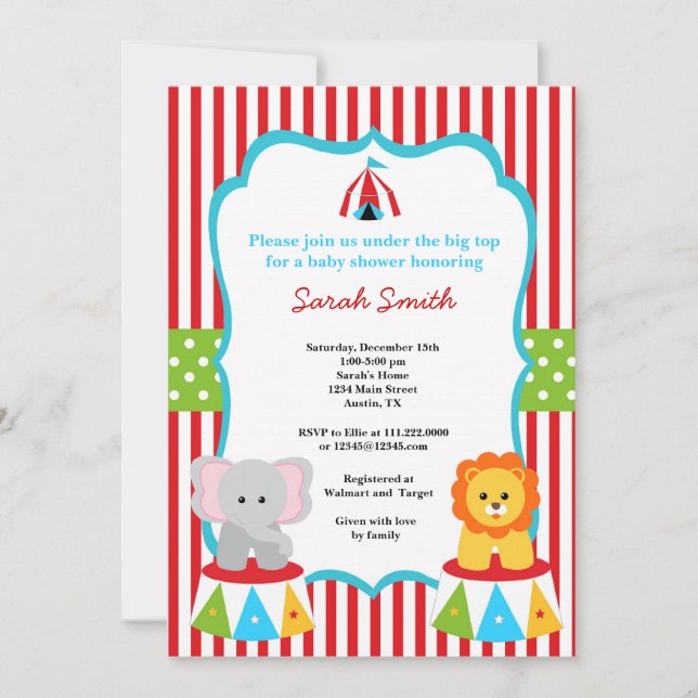 Circus Carnival Shower Invitations (Front)