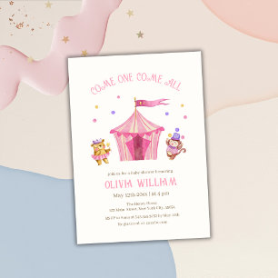 Circus Carnival Teddy Bear Monkey Baby Shower Invitation