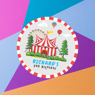 Circus Carnival Theme Birthday Party Classic Round Sticker