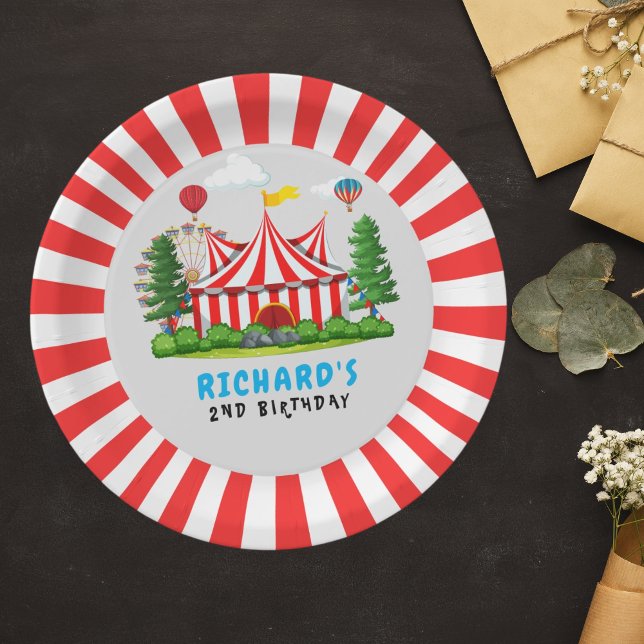 Circus Carnival Theme Birthday Party Paper Plate (Creator Uploaded)