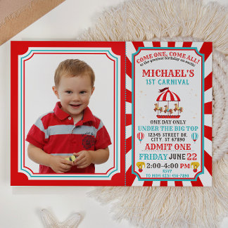 Circus Carnival Ticket Birthday Invitation