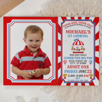 Circus Carnival Ticket Birthday Invitation