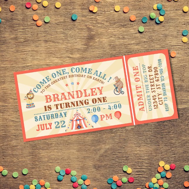 Circus Carnival Ticket Birthday Invitation (Creator Uploaded)