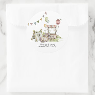 Circus Carnival   Woodland Unicorn Birthday Party Classic Round Sticker